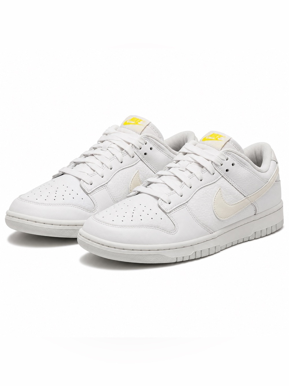 Nike Dunk Low  Sneakers in White with Pale Yellow Accents Size 7 Women